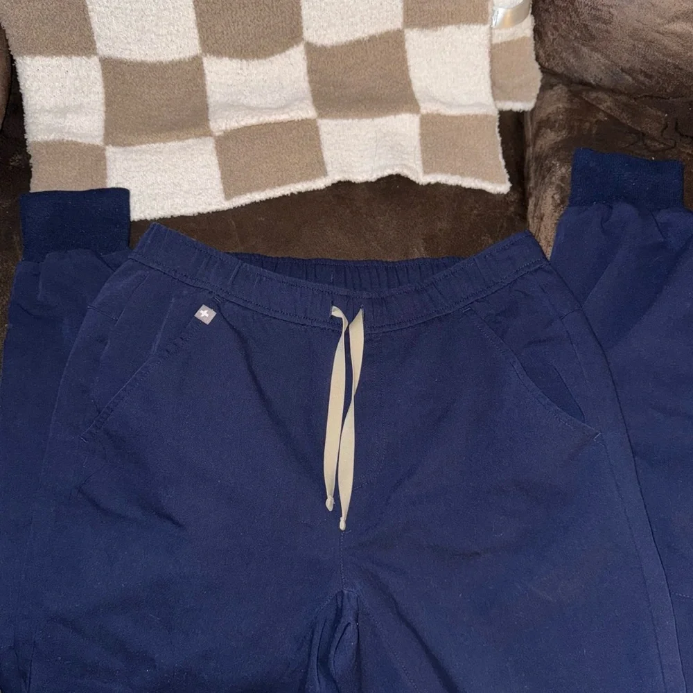 Figs High Waisted Navy Track Pants - Picture 3 of 6